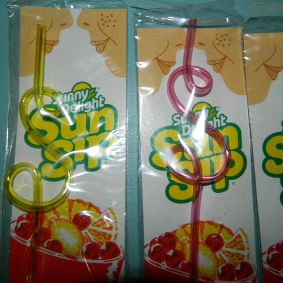 5/$25 Sunny Delight Vintage Sun Sip Crazy Straws - Picture 2 of 3